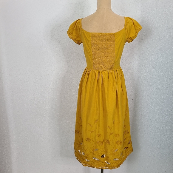 Zara Mustard Yellow Cut Out Button Up Midi Dress - Picture 7 of 9
